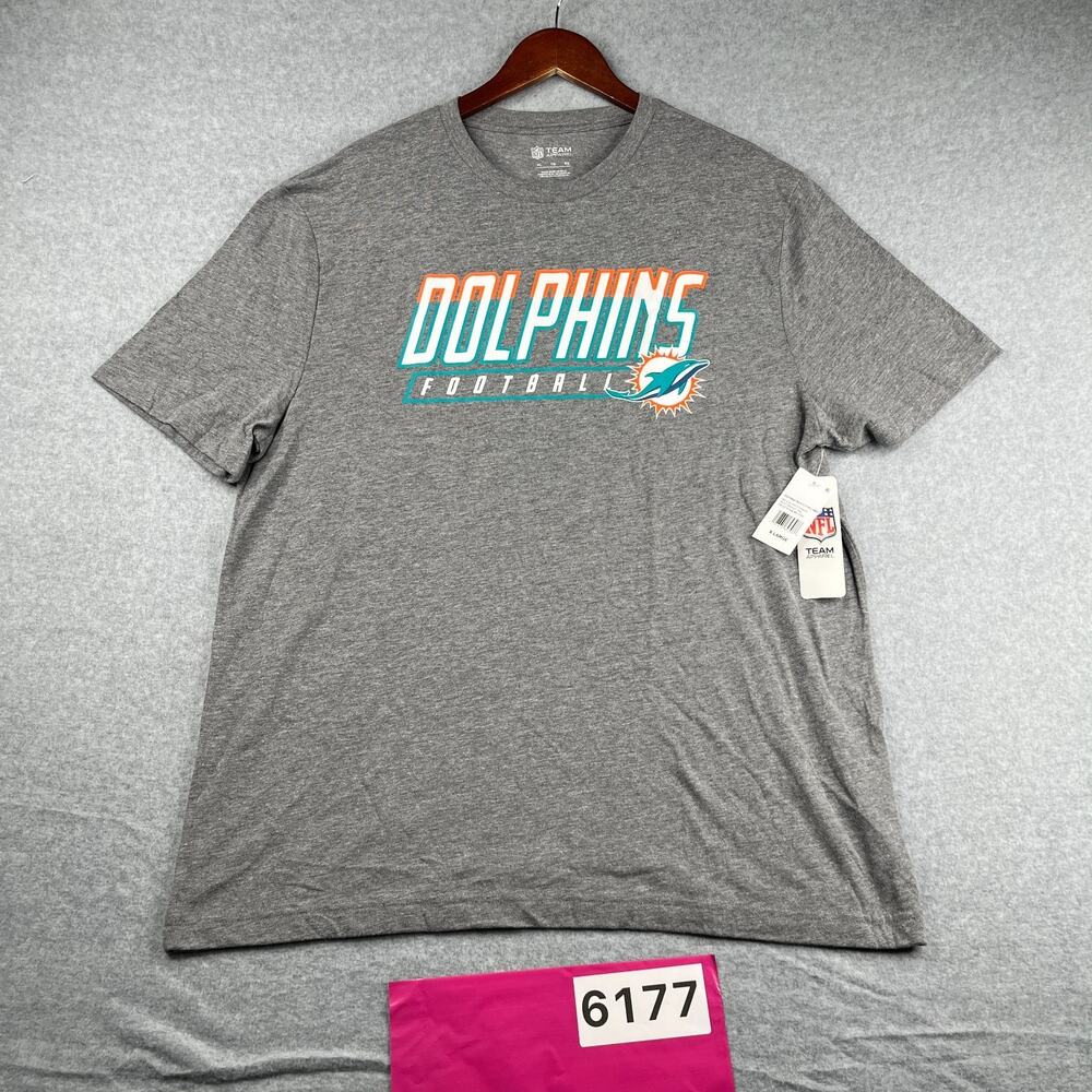 Miami Dolphins NFL Graphic Print T Shirt Mens XL Gray Heather Casual NEW NWT